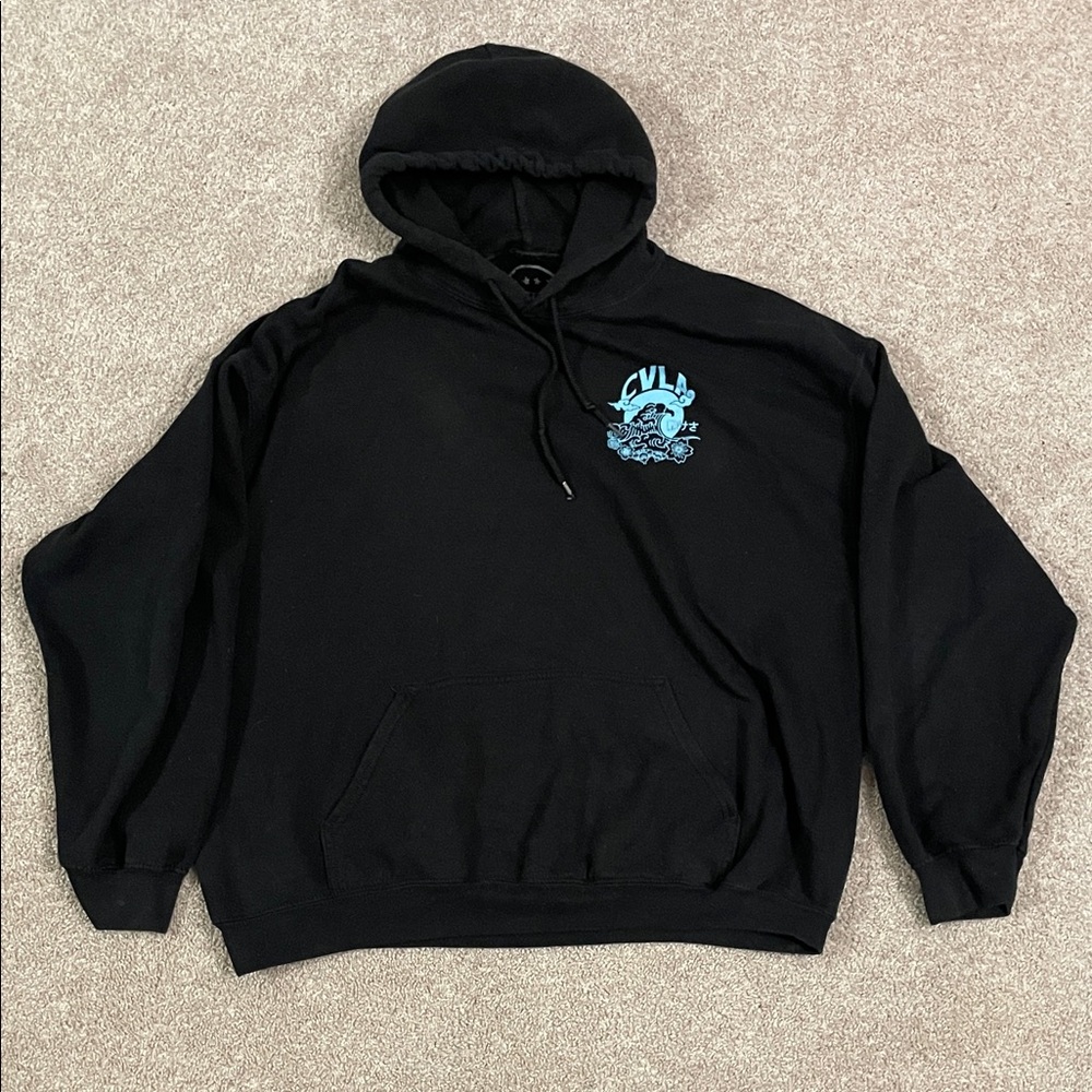 Black Hoodie with Blue Graphic